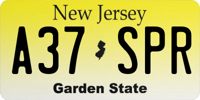 NJ license plate A37SPR