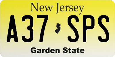 NJ license plate A37SPS