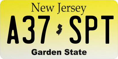 NJ license plate A37SPT