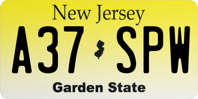 NJ license plate A37SPW