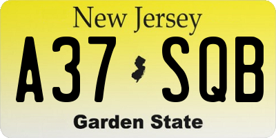 NJ license plate A37SQB