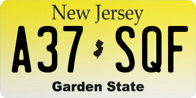 NJ license plate A37SQF
