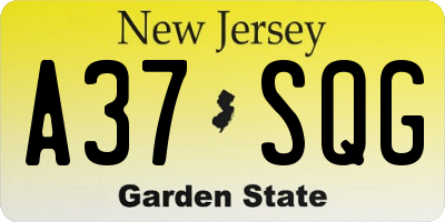 NJ license plate A37SQG