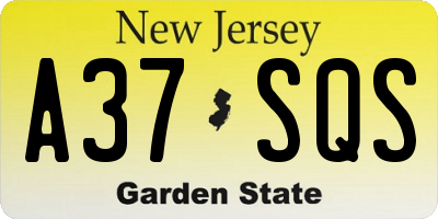 NJ license plate A37SQS