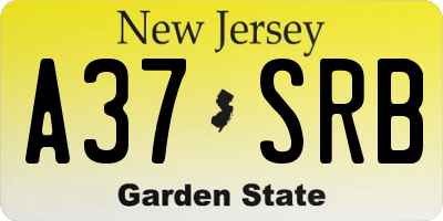 NJ license plate A37SRB