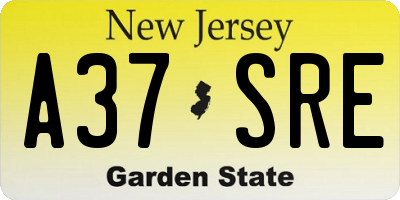 NJ license plate A37SRE