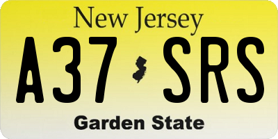 NJ license plate A37SRS