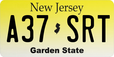 NJ license plate A37SRT