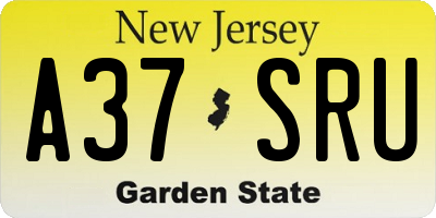 NJ license plate A37SRU