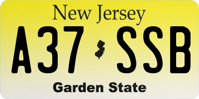NJ license plate A37SSB