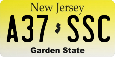 NJ license plate A37SSC