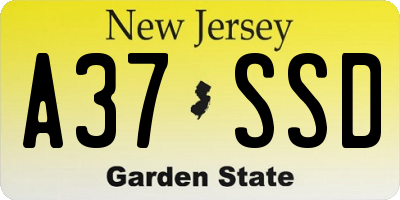 NJ license plate A37SSD