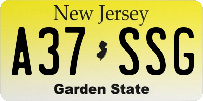 NJ license plate A37SSG