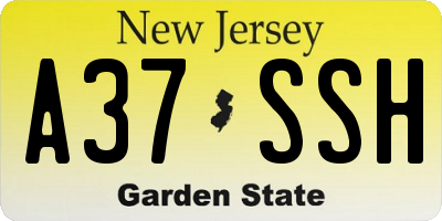 NJ license plate A37SSH