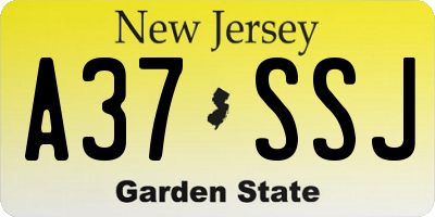 NJ license plate A37SSJ