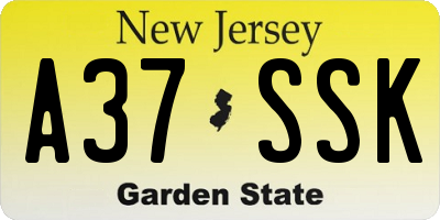 NJ license plate A37SSK