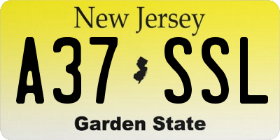 NJ license plate A37SSL