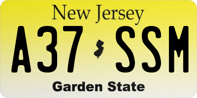 NJ license plate A37SSM