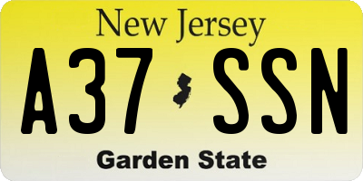 NJ license plate A37SSN