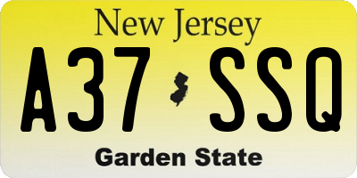 NJ license plate A37SSQ