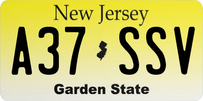 NJ license plate A37SSV