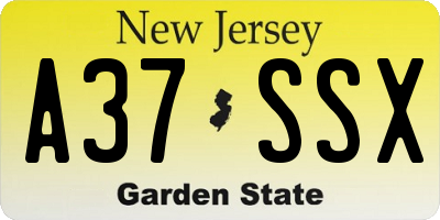 NJ license plate A37SSX