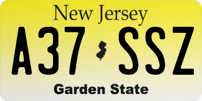 NJ license plate A37SSZ