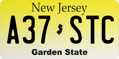 NJ license plate A37STC