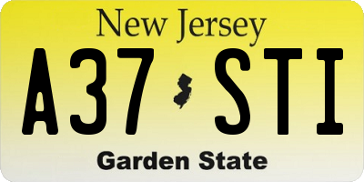 NJ license plate A37STI
