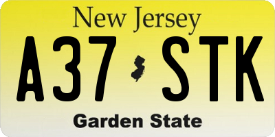 NJ license plate A37STK