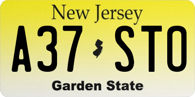 NJ license plate A37STO