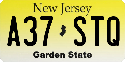 NJ license plate A37STQ