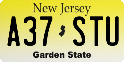 NJ license plate A37STU