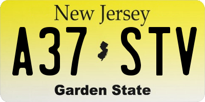 NJ license plate A37STV