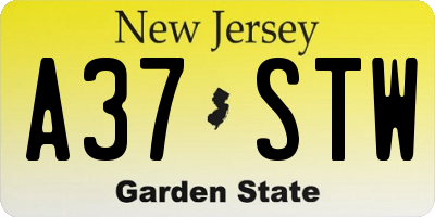 NJ license plate A37STW