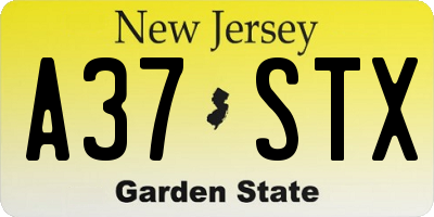 NJ license plate A37STX