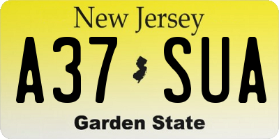 NJ license plate A37SUA