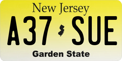 NJ license plate A37SUE
