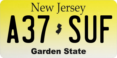 NJ license plate A37SUF