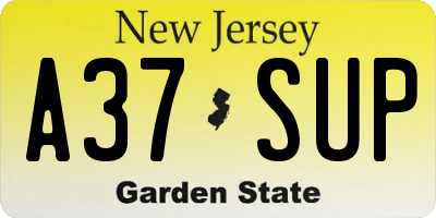 NJ license plate A37SUP