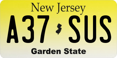 NJ license plate A37SUS