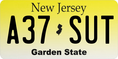 NJ license plate A37SUT