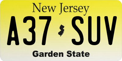 NJ license plate A37SUV