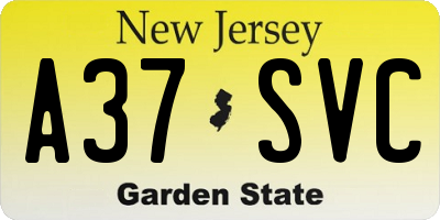 NJ license plate A37SVC