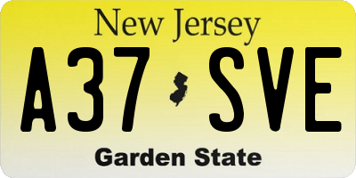 NJ license plate A37SVE