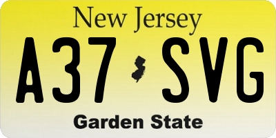 NJ license plate A37SVG