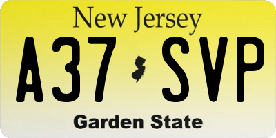 NJ license plate A37SVP