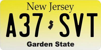 NJ license plate A37SVT
