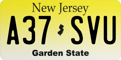 NJ license plate A37SVU