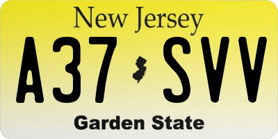 NJ license plate A37SVV
